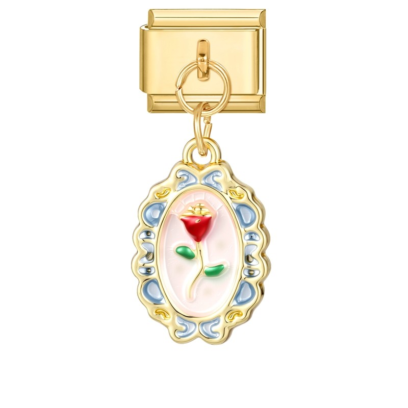 Charm Pendentif Rose Dorée