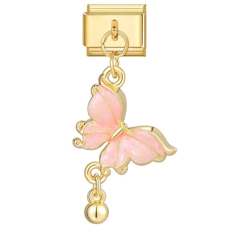 Charm pendentif Papillon Rose Doré