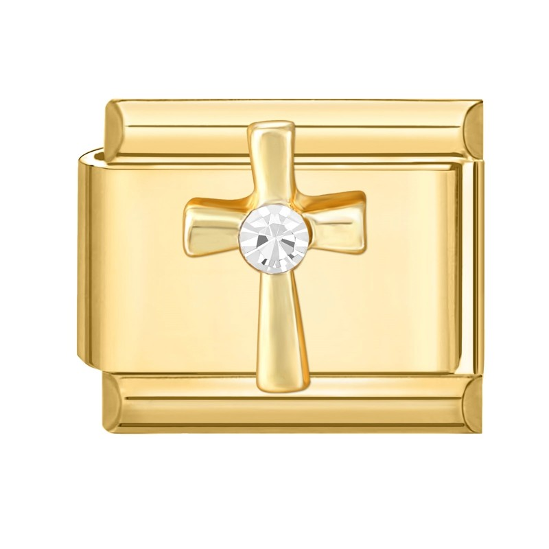 Charme Croix Acier Doré