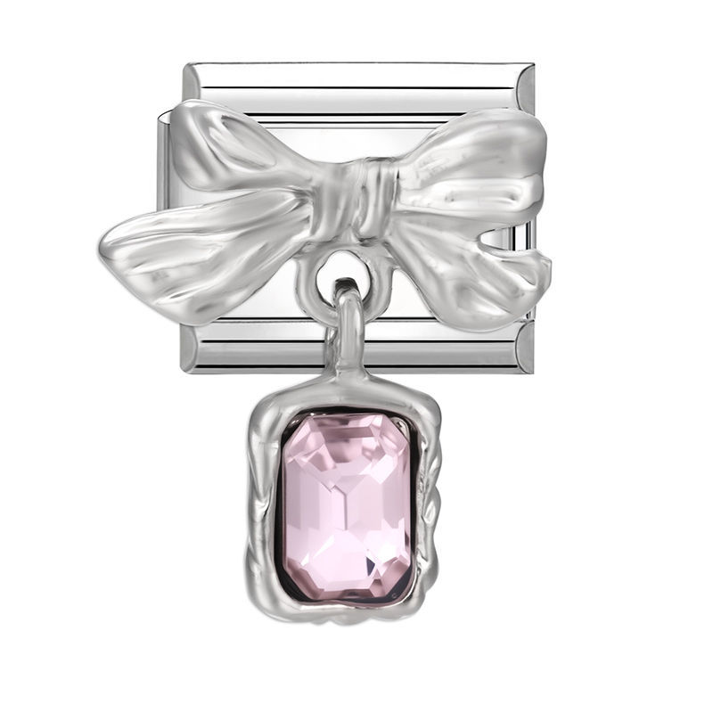 Charm pendentif nœud et Pierre Rose