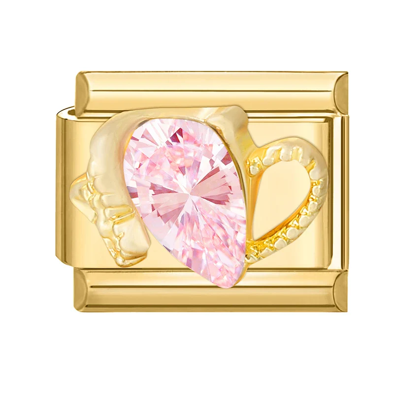 Charm Coquillage Doré et Pierre Rose