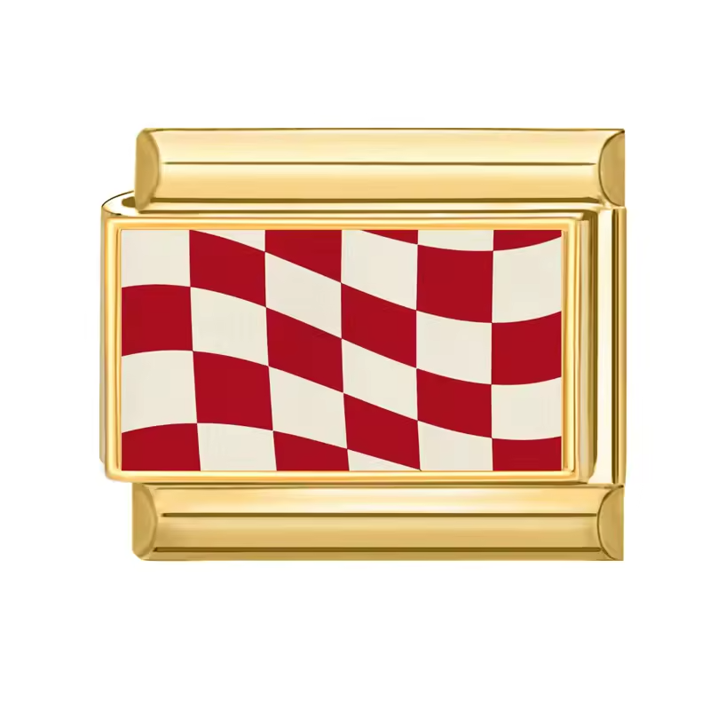 Charm Drapeau Damier Rouge