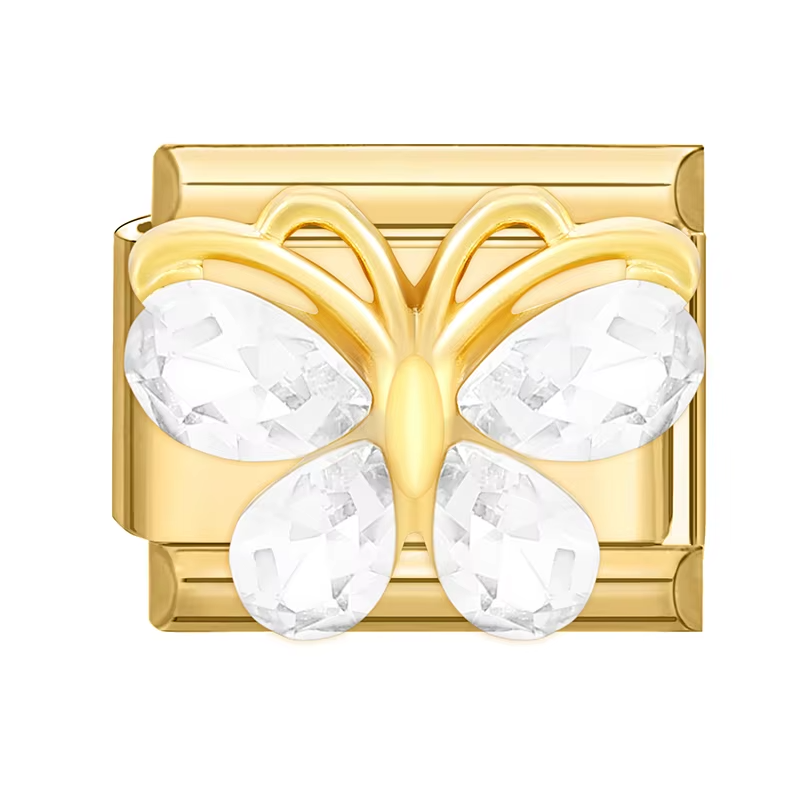 Charm Papillon Or et Cristal