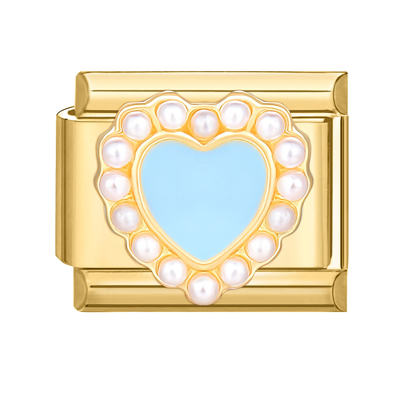 Charm cœur bleu et perles