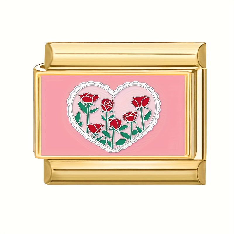 Lien charm cœur roses