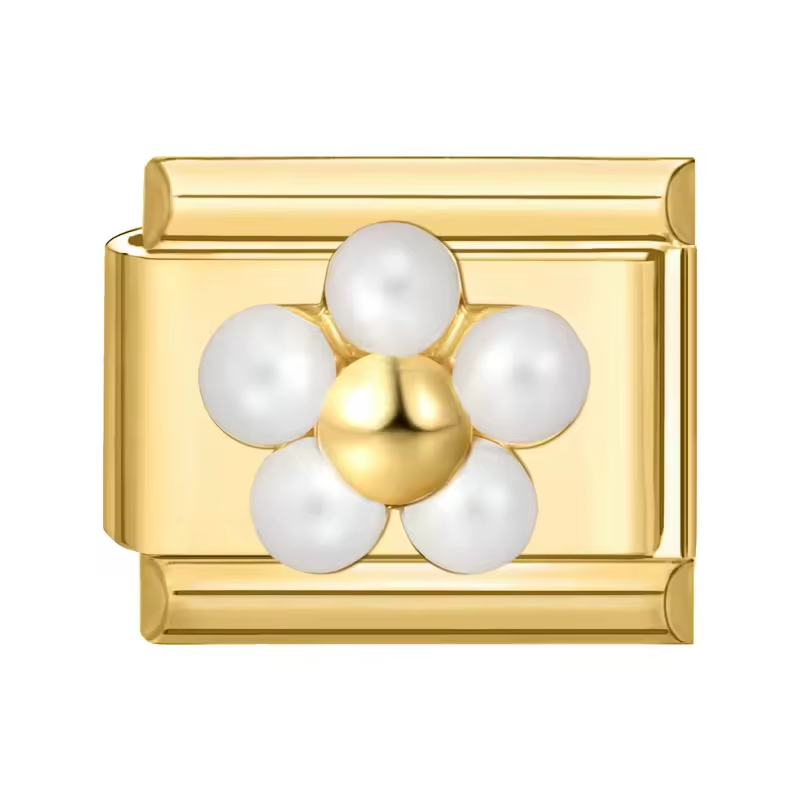 Charm fleur perle en or