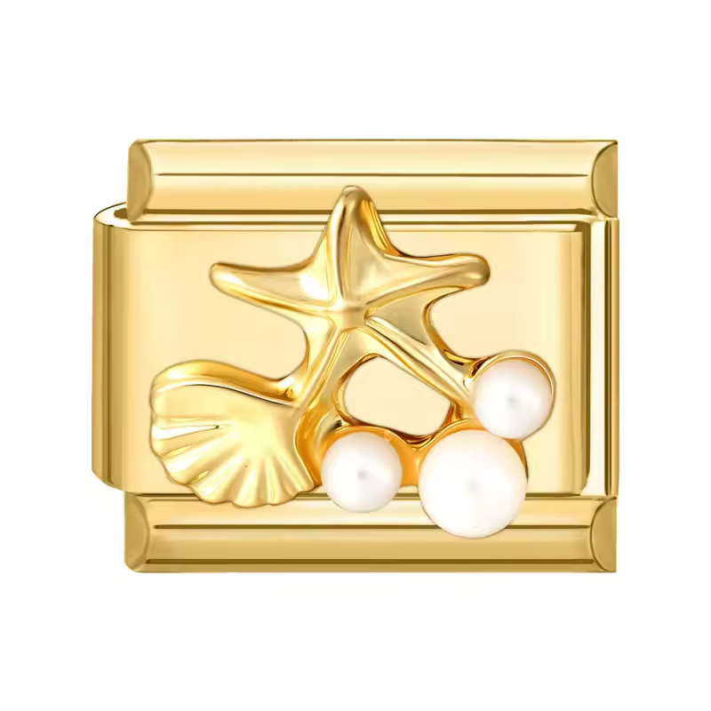 Charm coquillages Doré et Perles