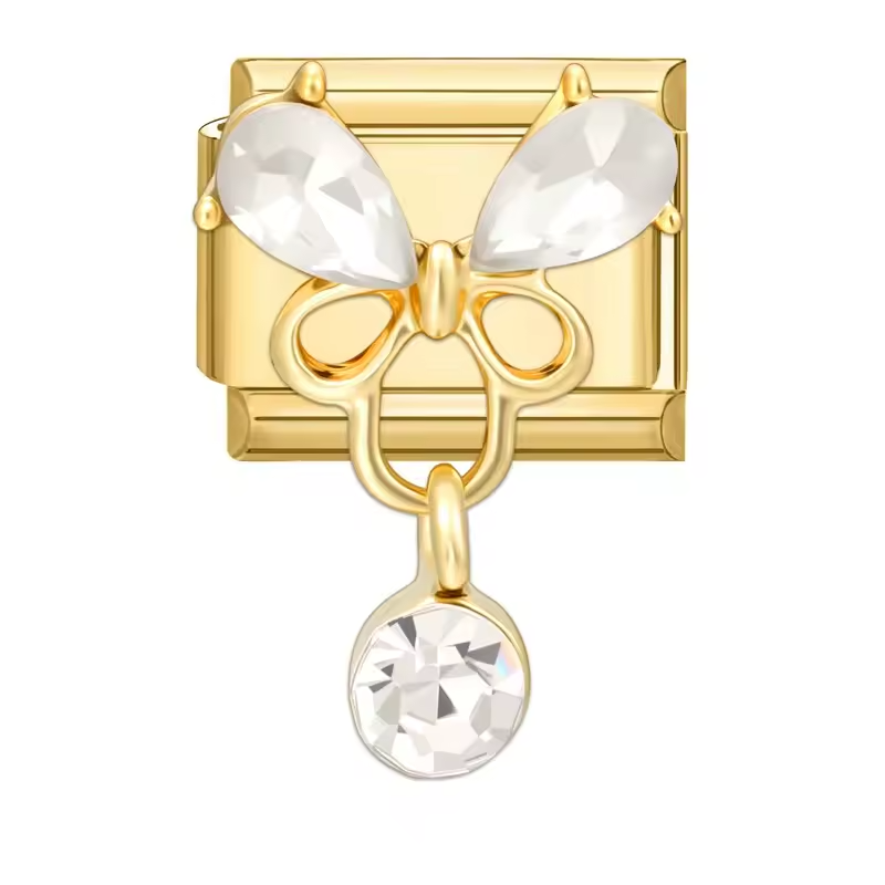 Charm pendantif Papillon Doré Strass