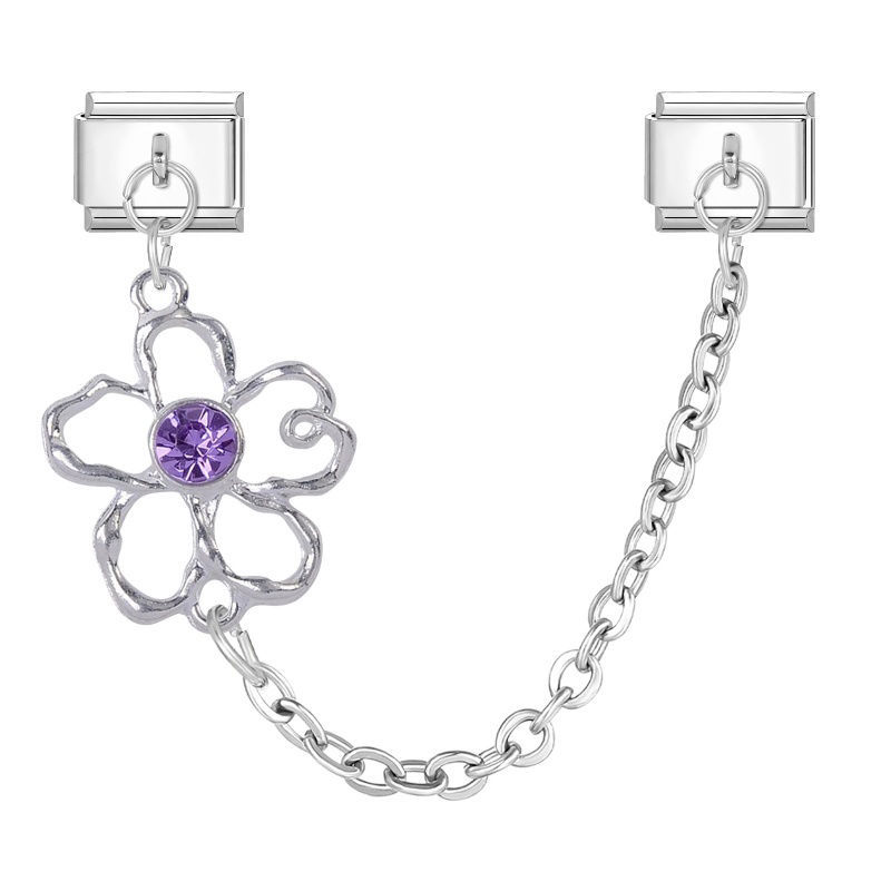 Charm chaîne fleur argentée