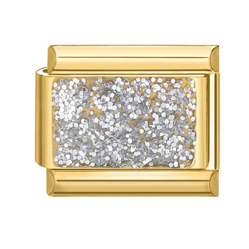 Charm en acier doré paillettes argent
