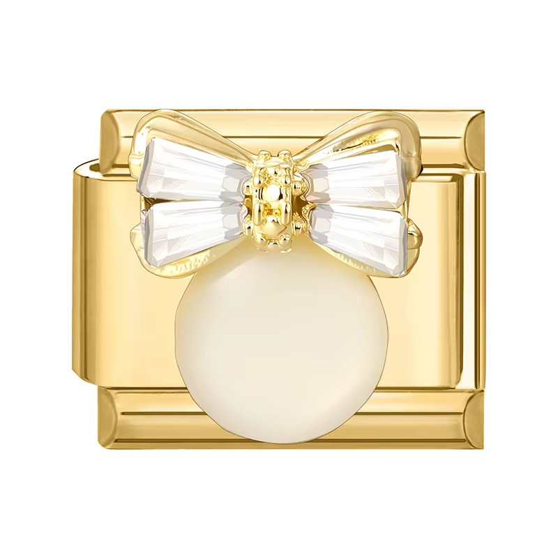 Charm doré avec perle et nœud