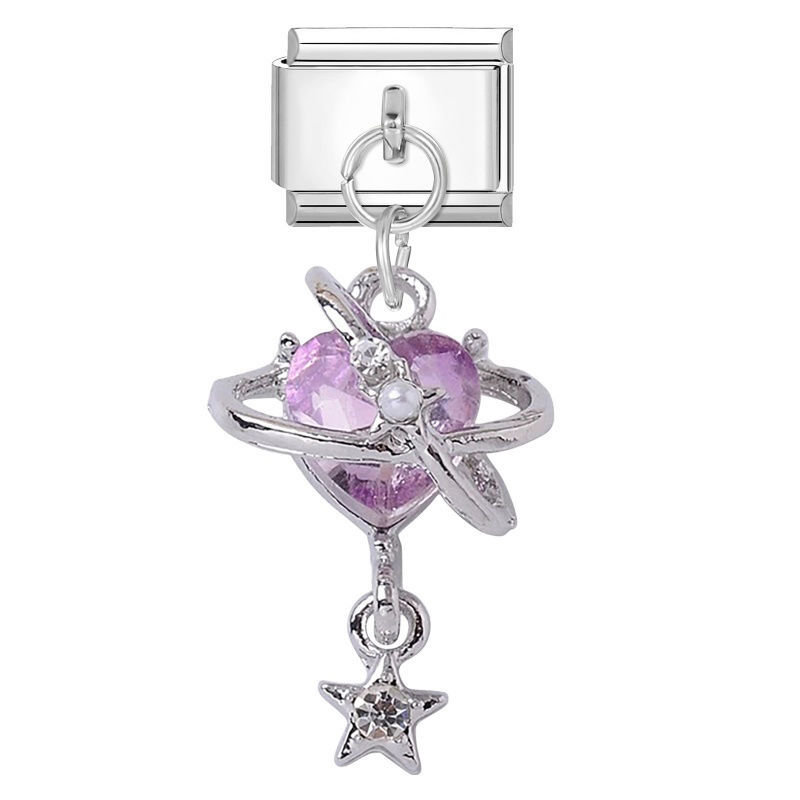 Charm pendentif planète cœur rose