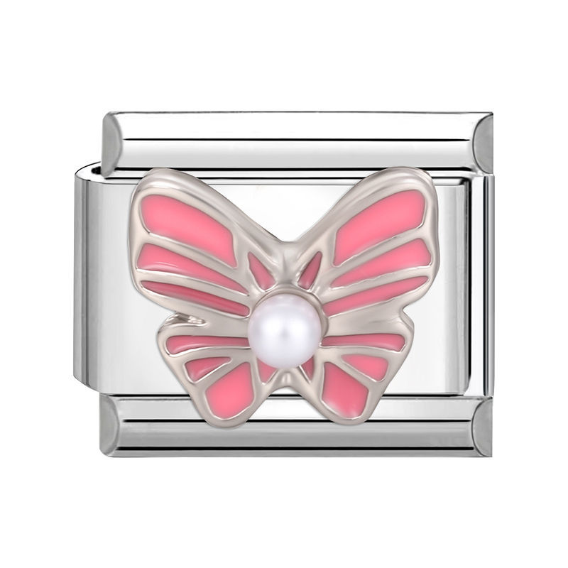 Charm Papillon Rose et Perle
