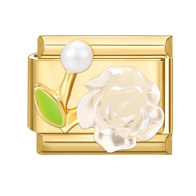 Charm fleur en or et perle