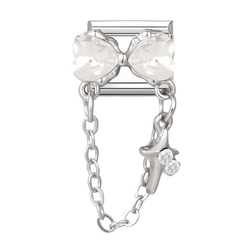 Charm pendentif avec chaîne Papillon Cristal