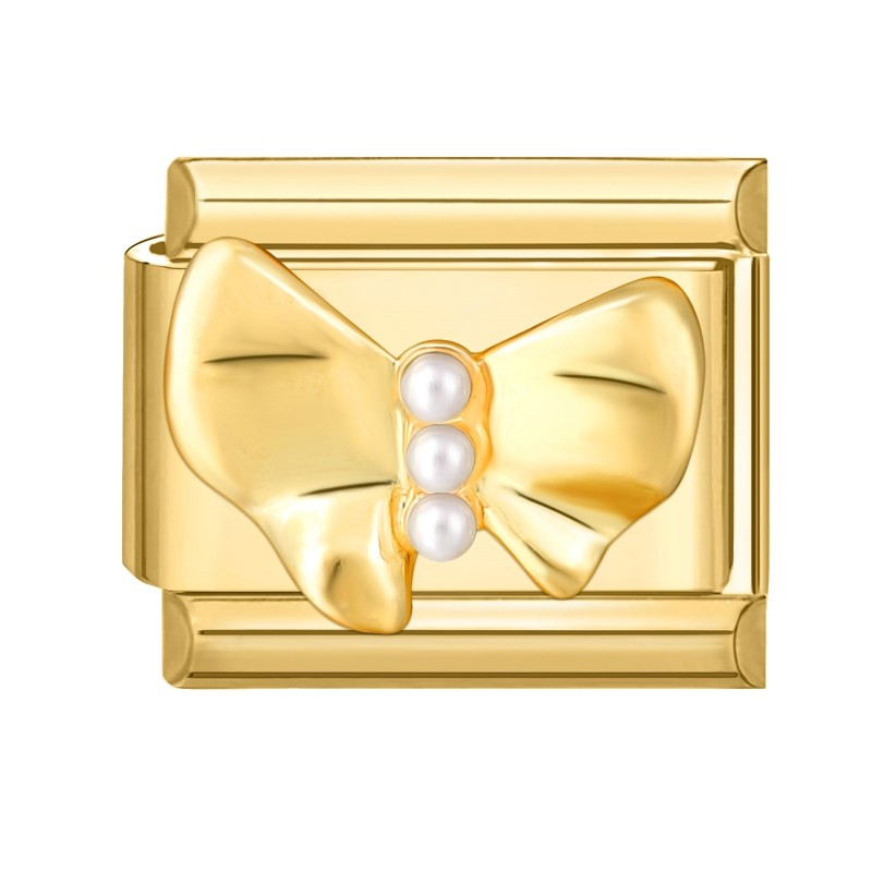 Charm doré avec nœud et perles