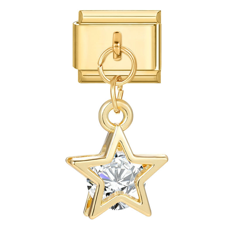 Charm pendentif étoile dorée avec strass diamant