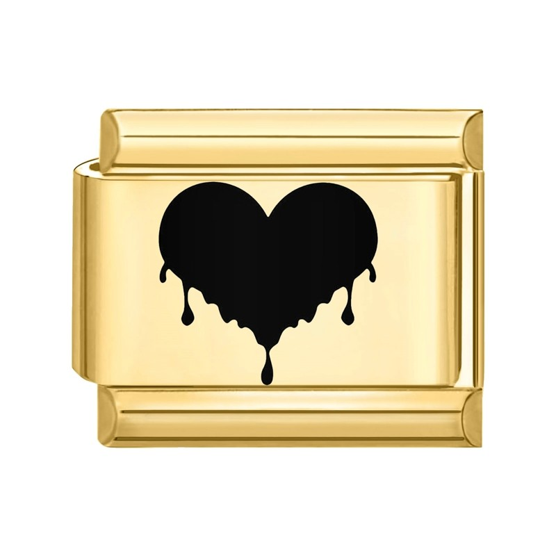 Charm cœur noir Doré