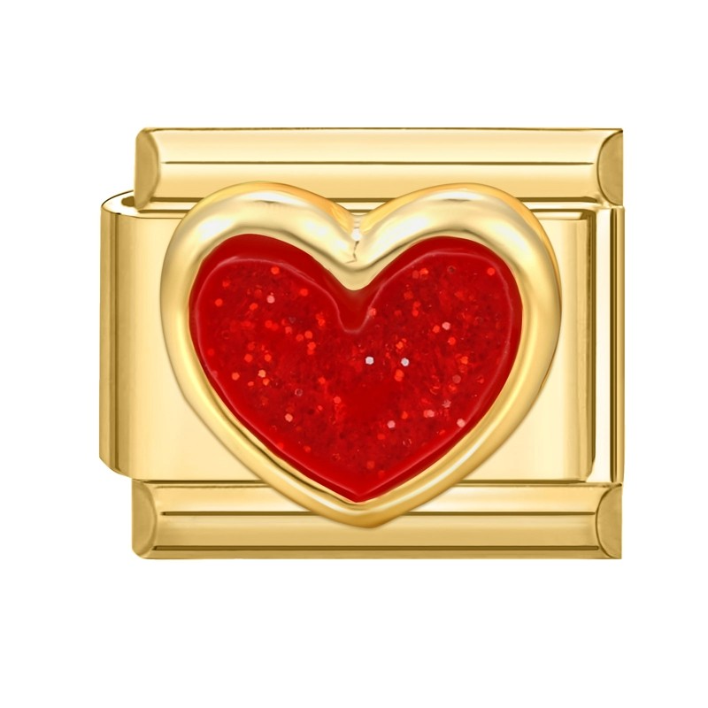 Charme cœur rouge paillettes 