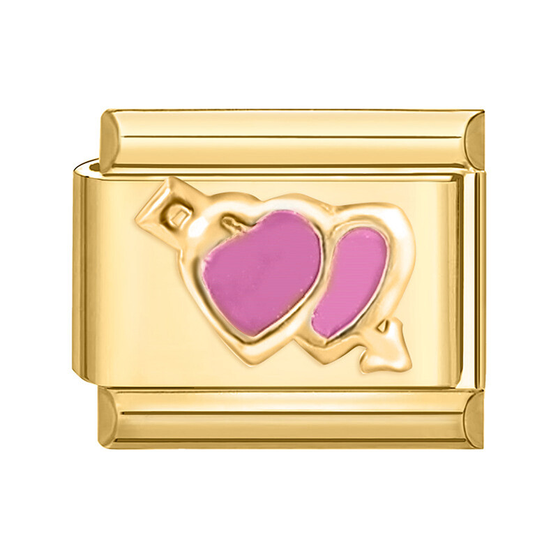 Charm double cœur rose