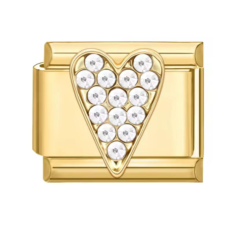 Charm cœur doré cristaux