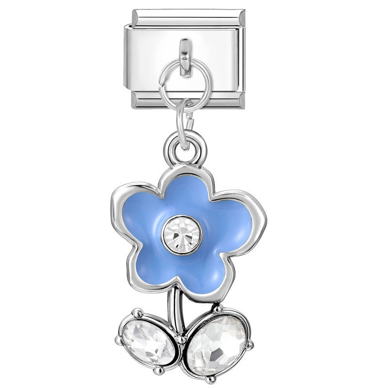 Charm pendentif Fleur Bleue Émaillée