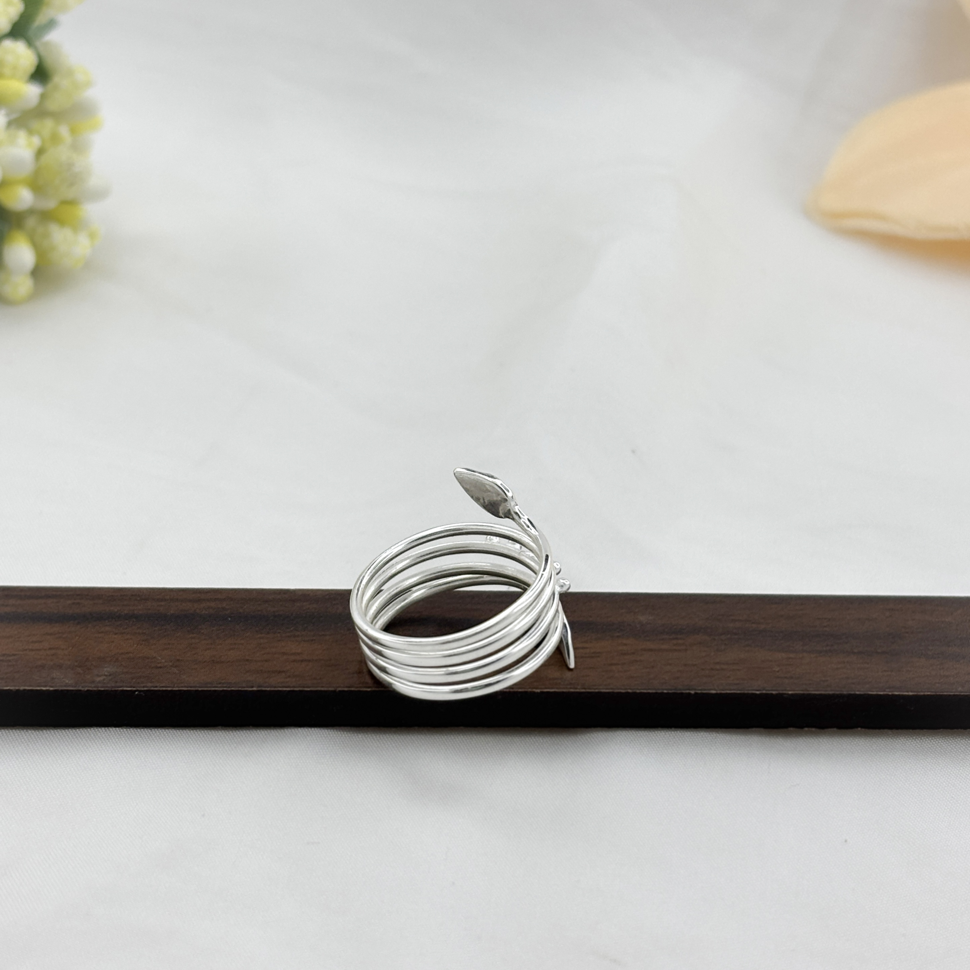 Women Silver Snake Wrap Stacking Ring