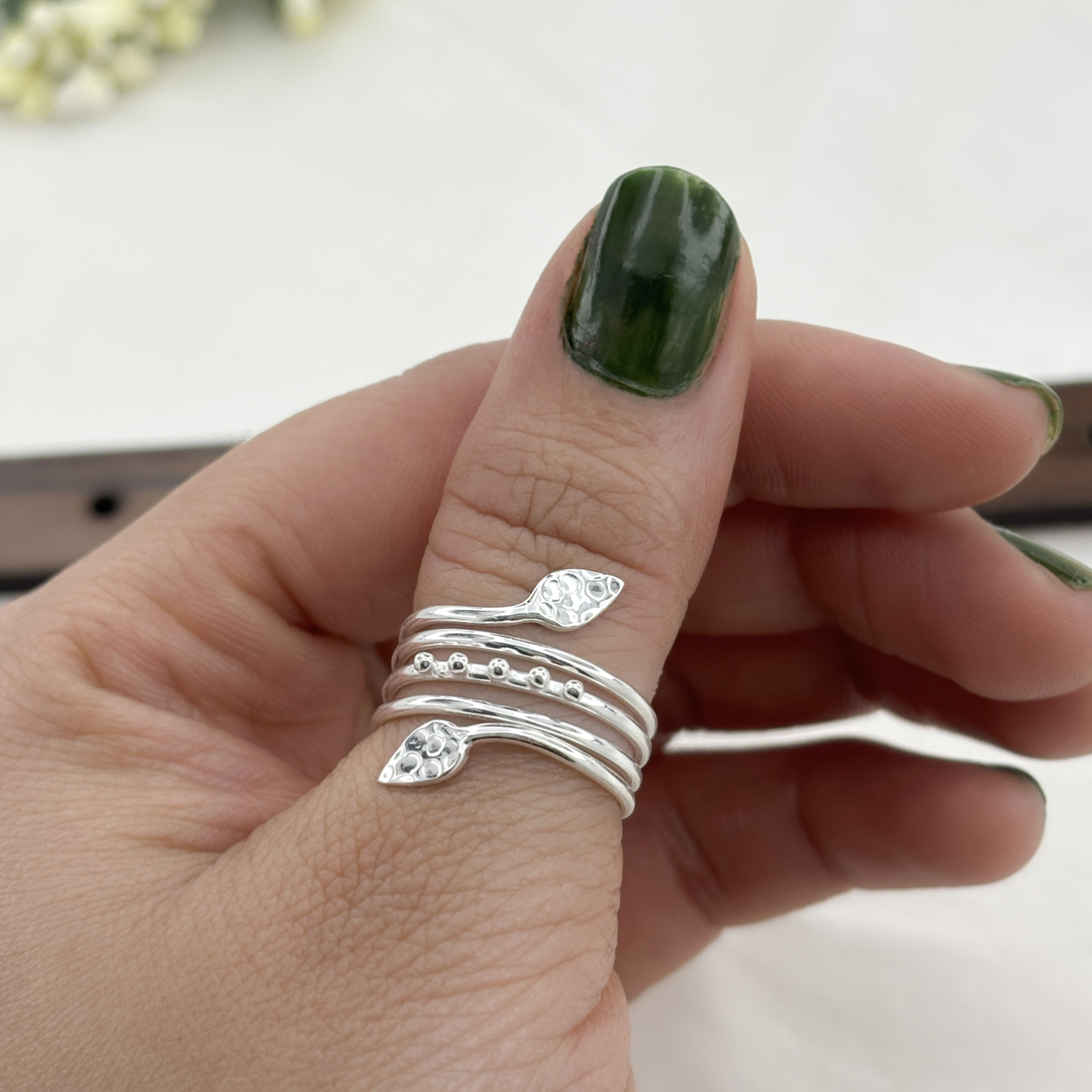 Women Silver Snake Wrap Stacking Ring