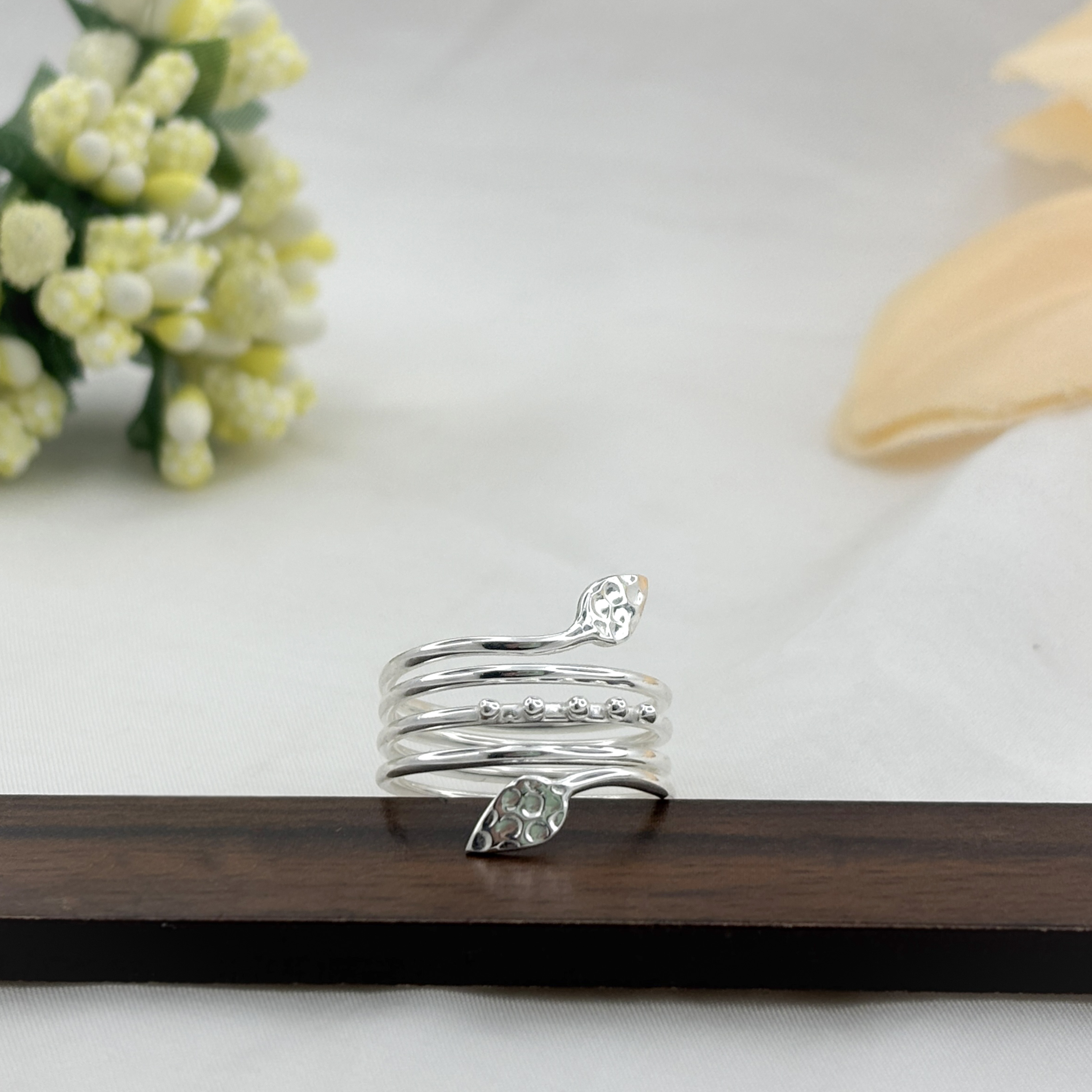 Women Silver Snake Wrap Stacking Ring