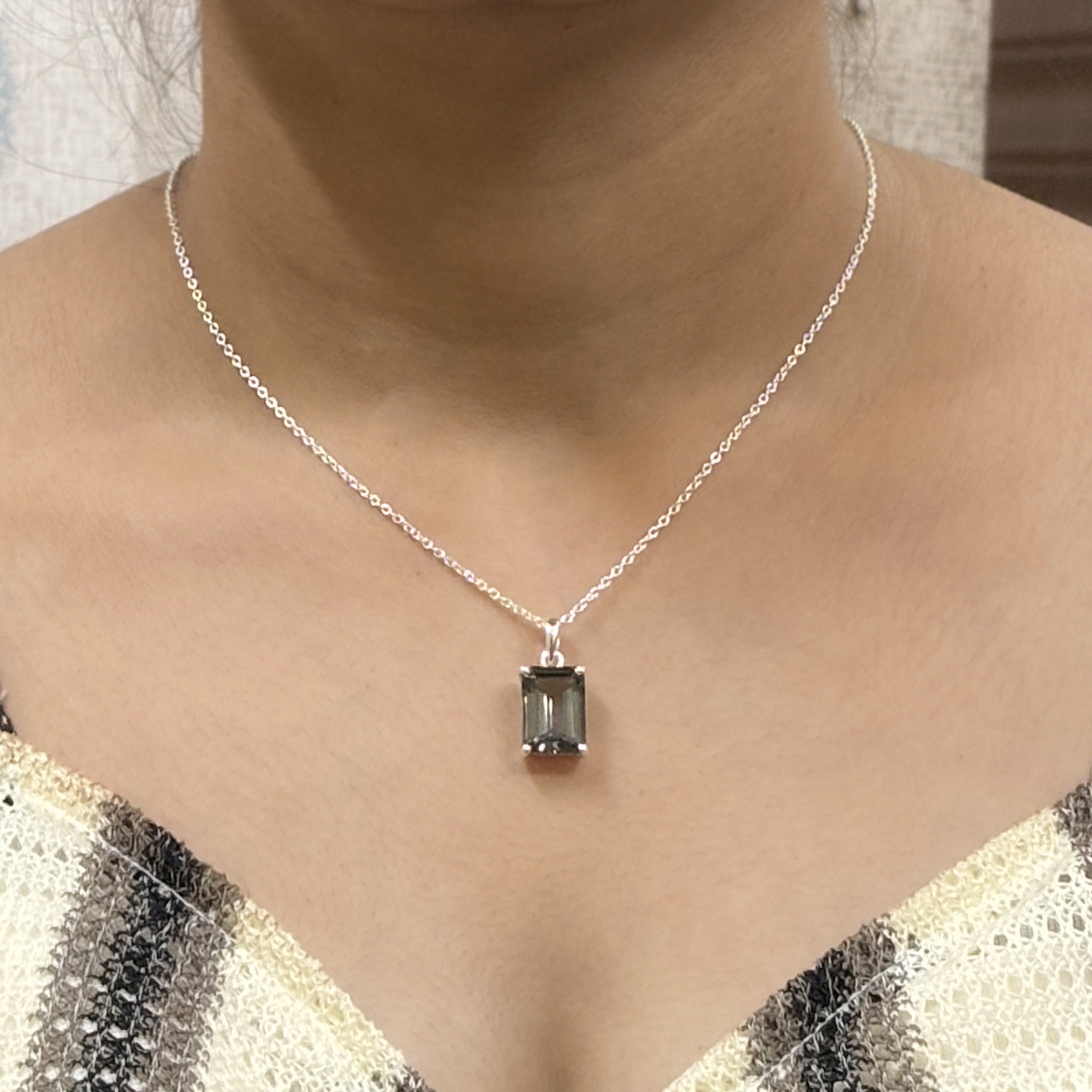 Handmade Grey Spinel Pendant Necklace: Sterling Silver, Delicate Jewelry