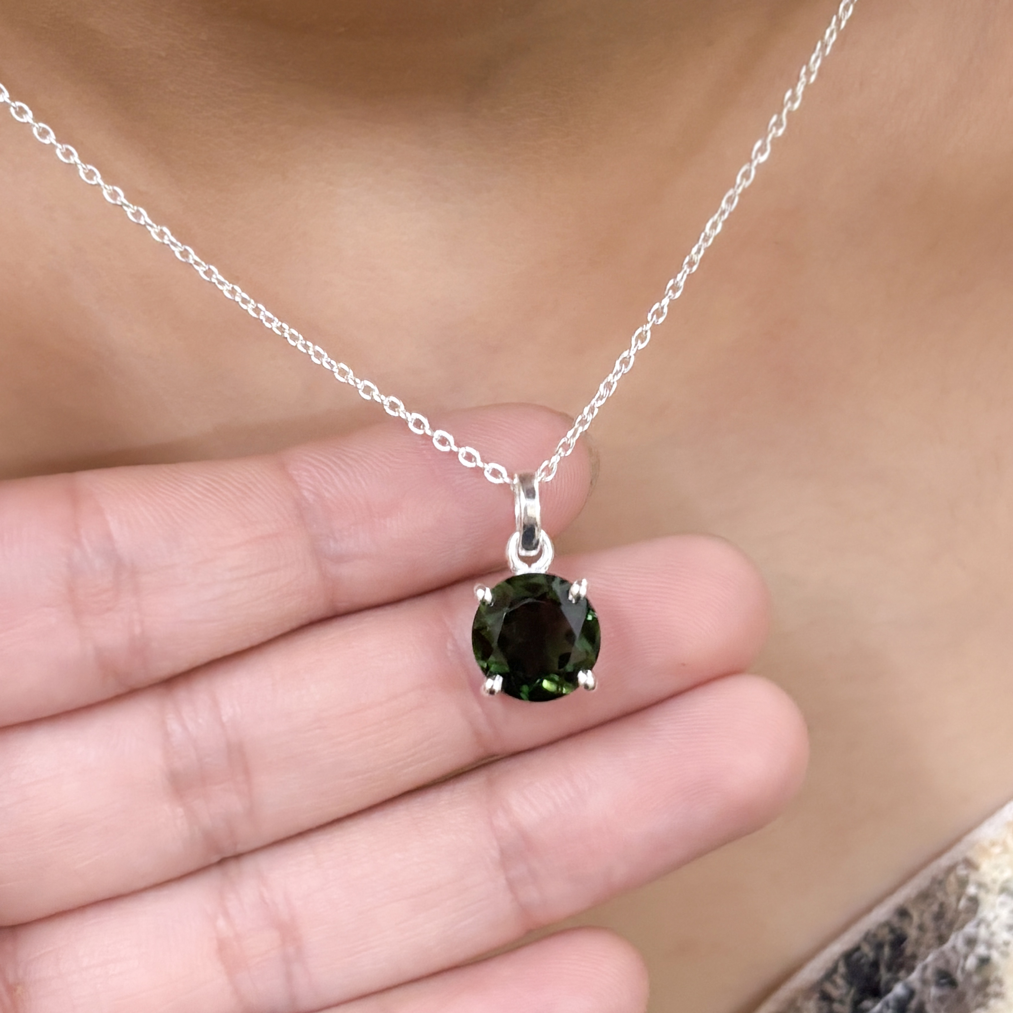 Green Tourmaline Pendant Necklace