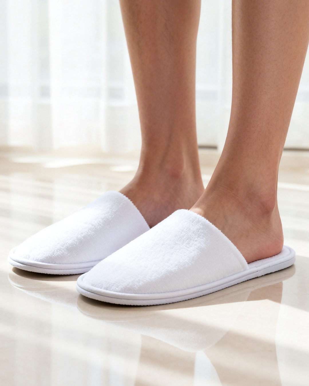 Hotel Disposable Slipper | White Coral Fleece for Guests