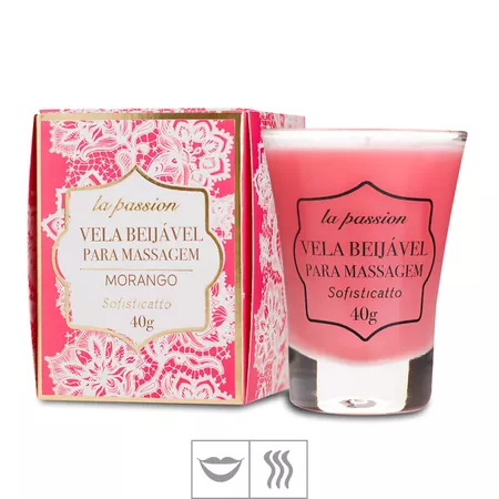 Vela Beijável para Massagem Morango