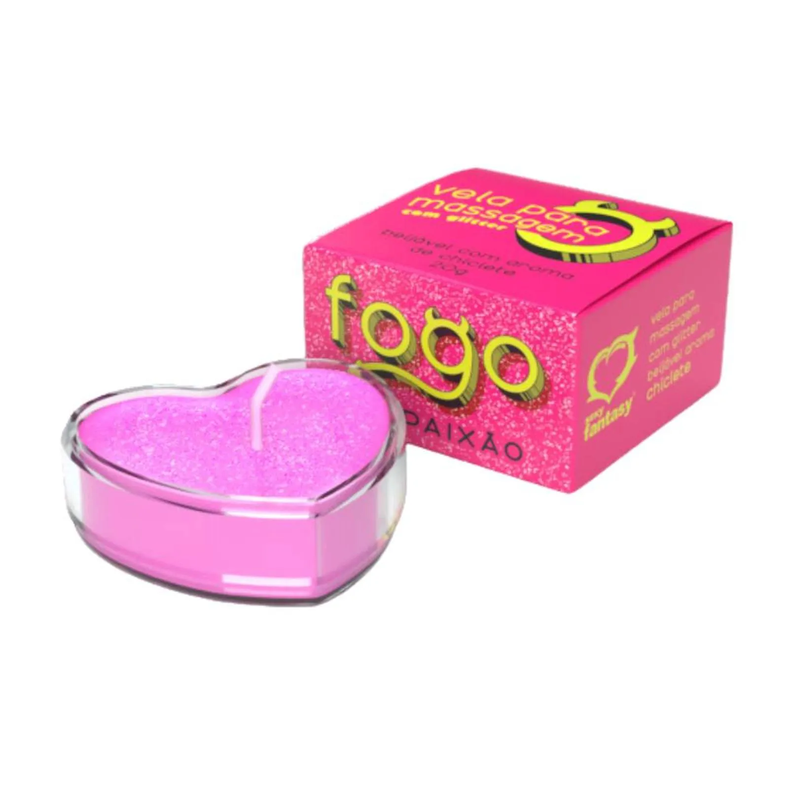 Vela Coração Fogo da Paixão chiclete