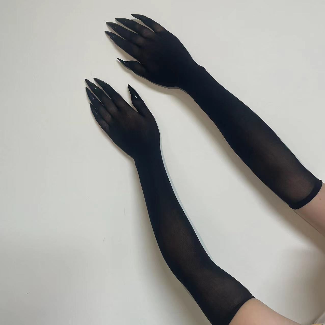 Long Black Mesh Gloves