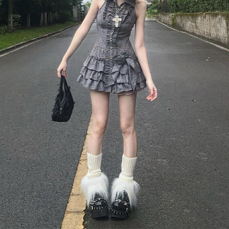 Plaid Ruffle Mini Dress