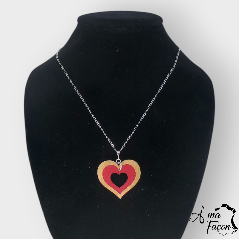 Collier cuir et bois