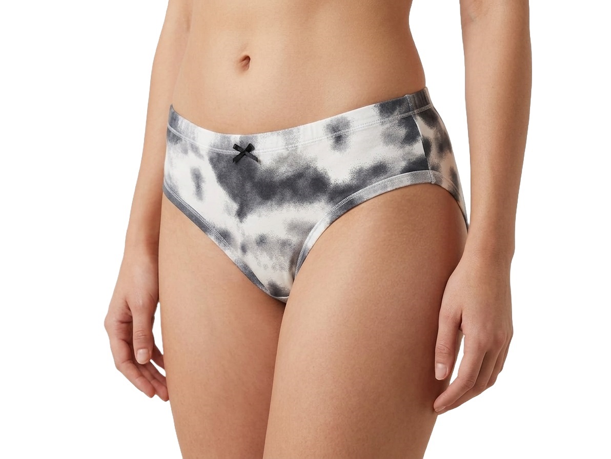 Fancy Dhaage Women’s Modal Bikini Panty | Super Soft Modal Fabric, Breathable & Stretchable | Mid Waist Comfortable Fit | Charcoal Tie-Dye