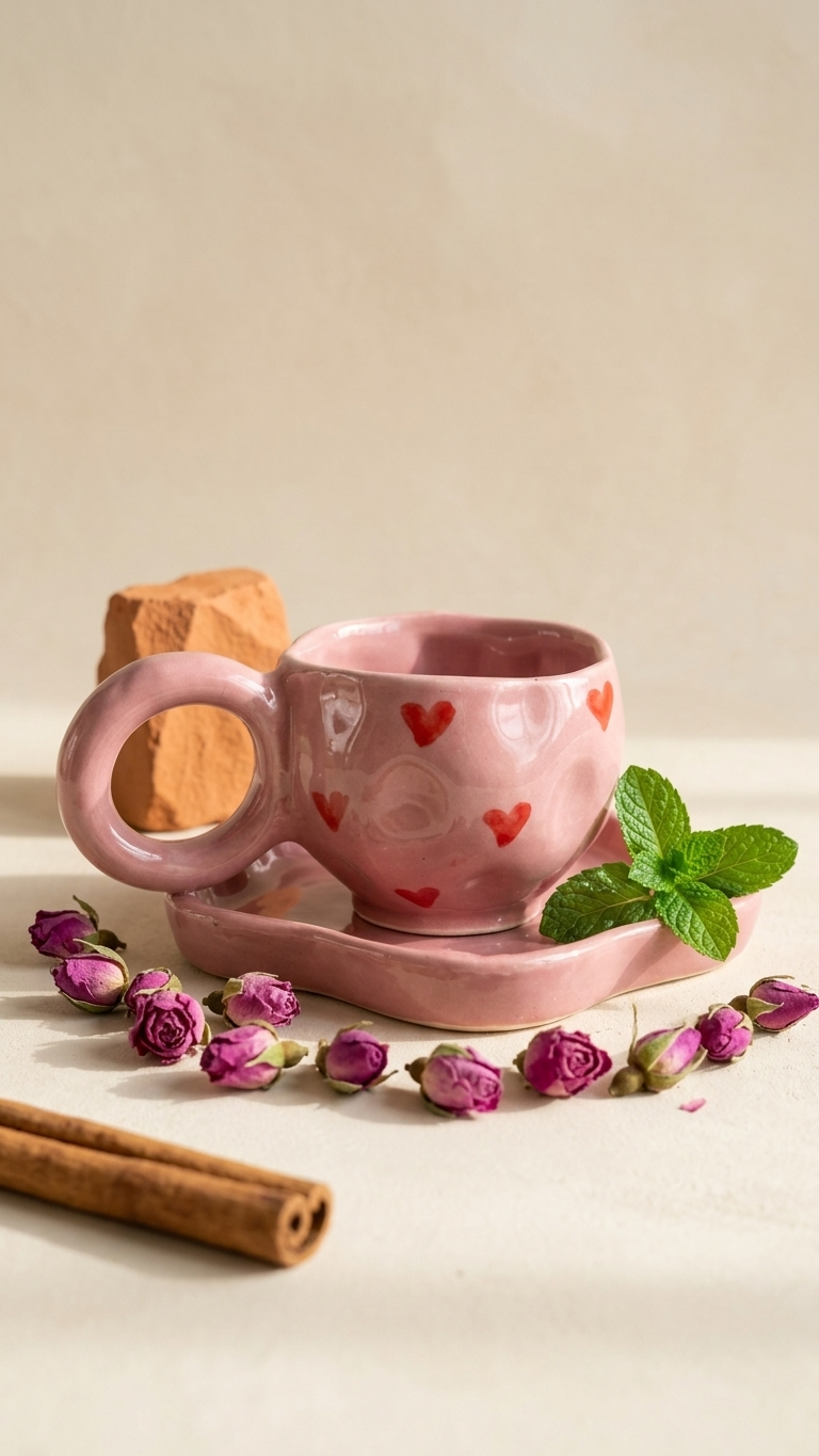 Pink Heart  Cup & Saucer Set