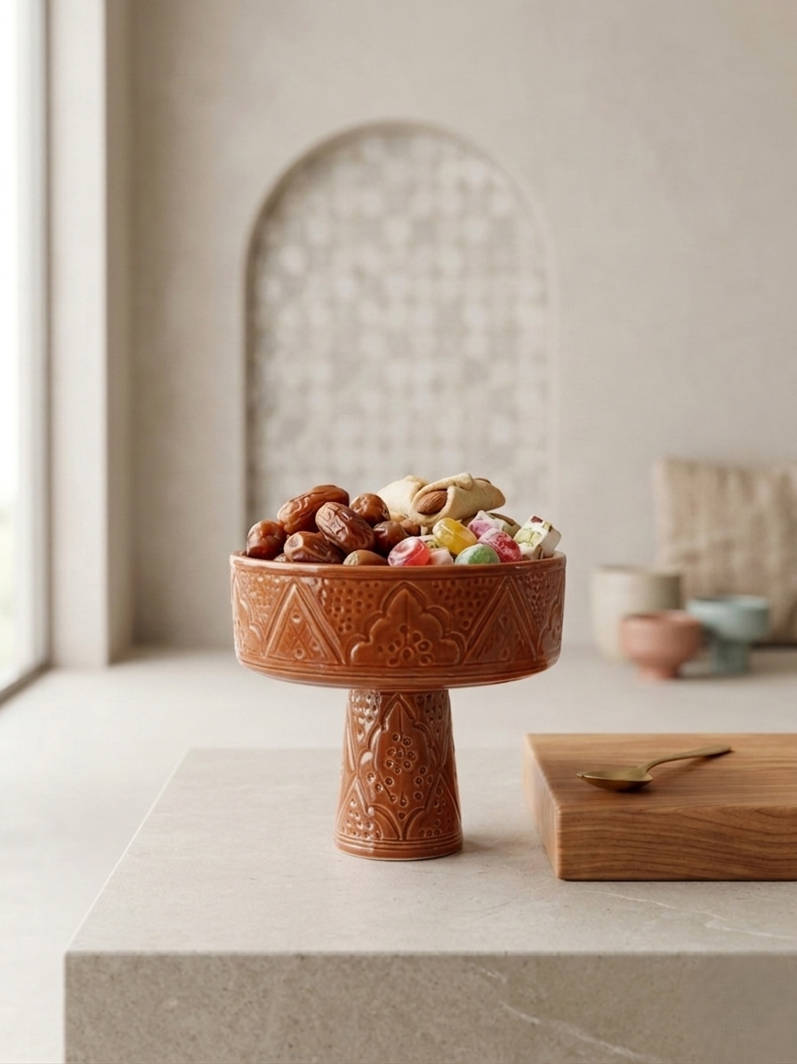 Moroccan Ceramic Pedestal Bowl