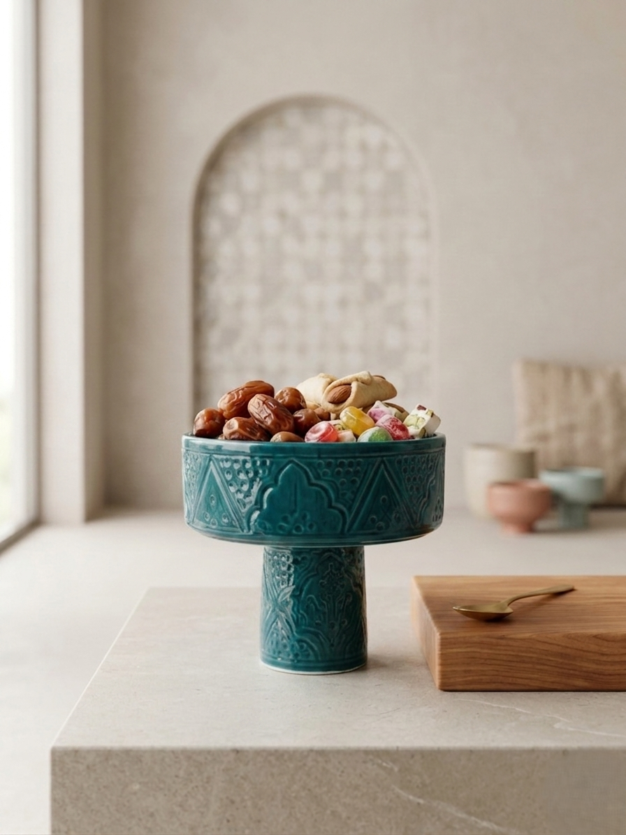 Moroccan Ceramic Pedestal Bowl