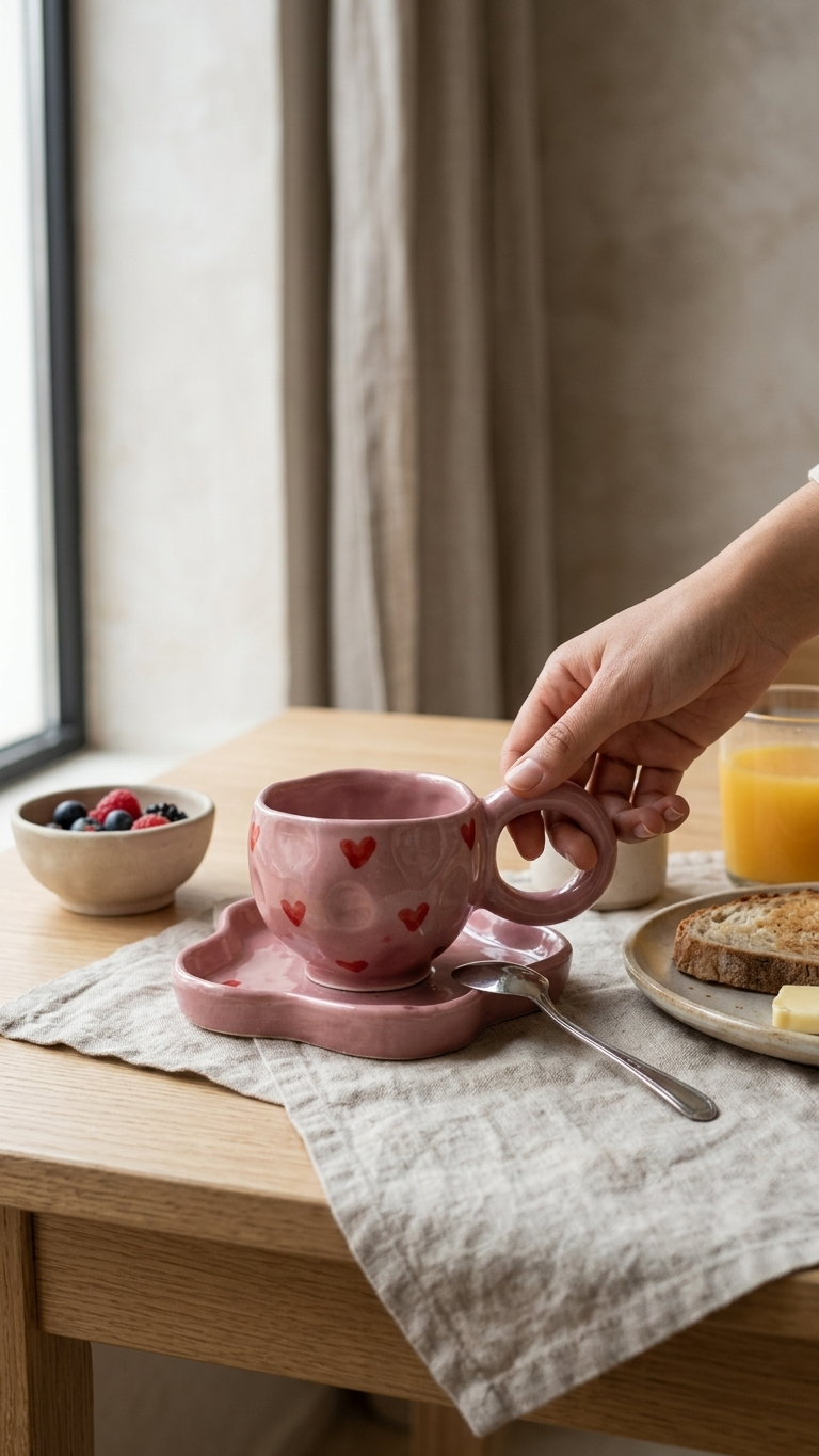 Pink Heart  Cup & Saucer Set