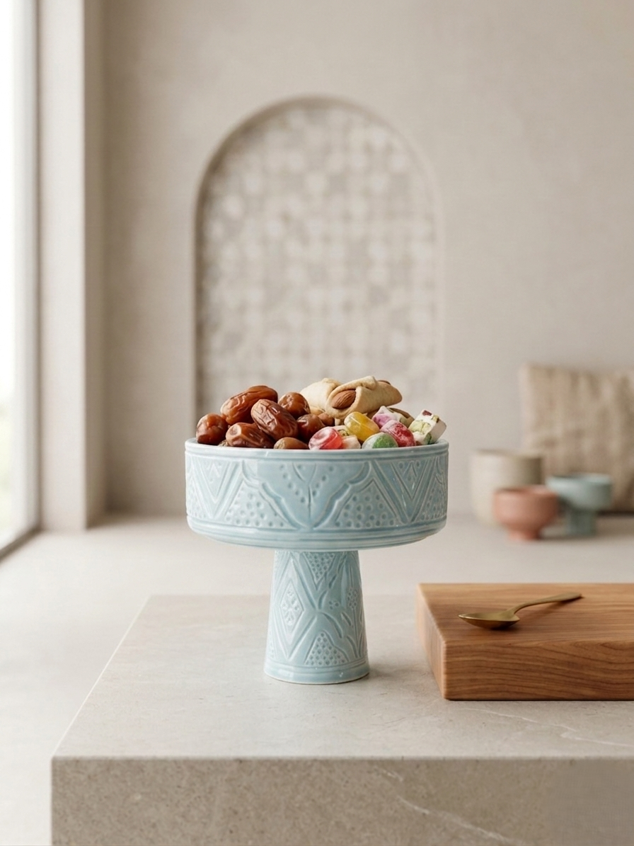Moroccan Ceramic Pedestal Bowl