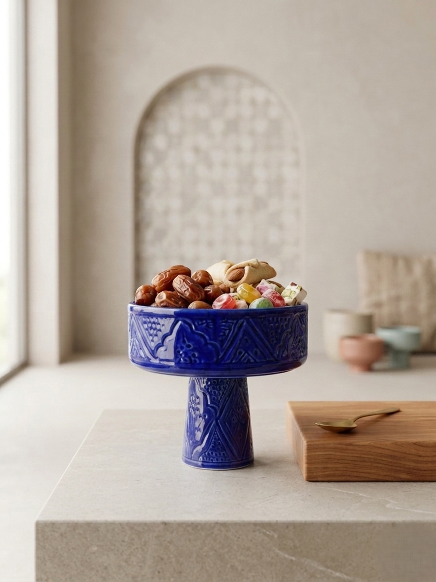 Moroccan Ceramic Pedestal Bowl