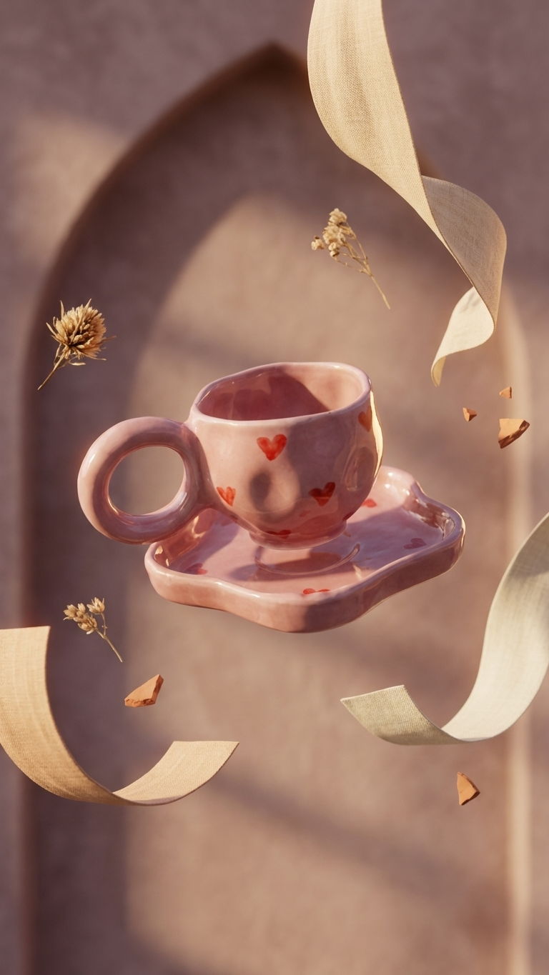 Pink Heart  Cup & Saucer Set