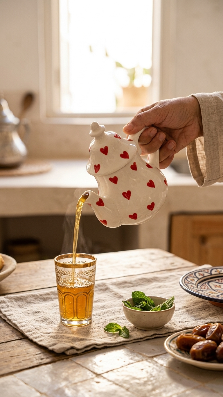 Heart Print Ceramic Teapot