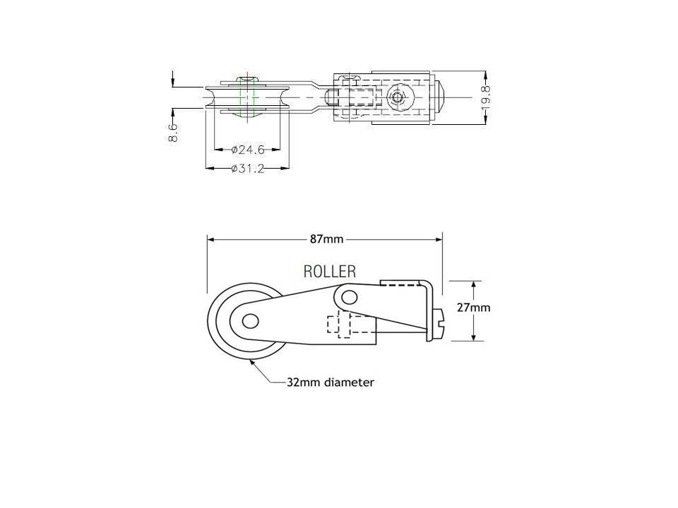 BNL10 ENGLAND O423-865621 Sliding Door Wheel Assembly (bare) 