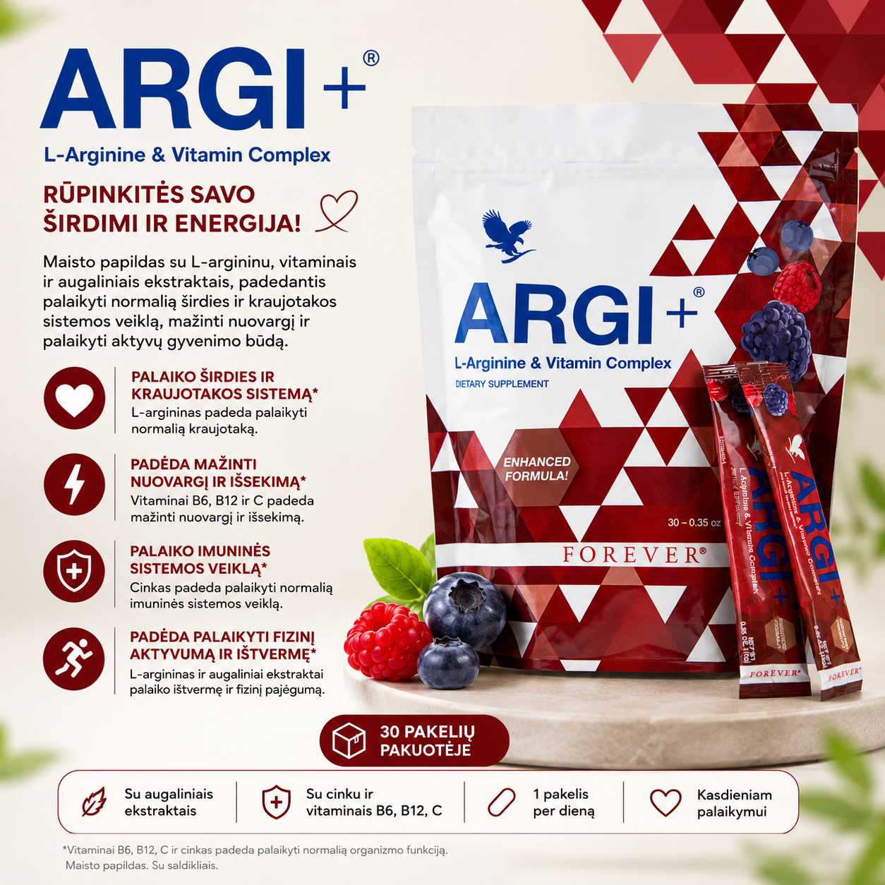ARGI+ L-arginino ir vitaminų kompleksas