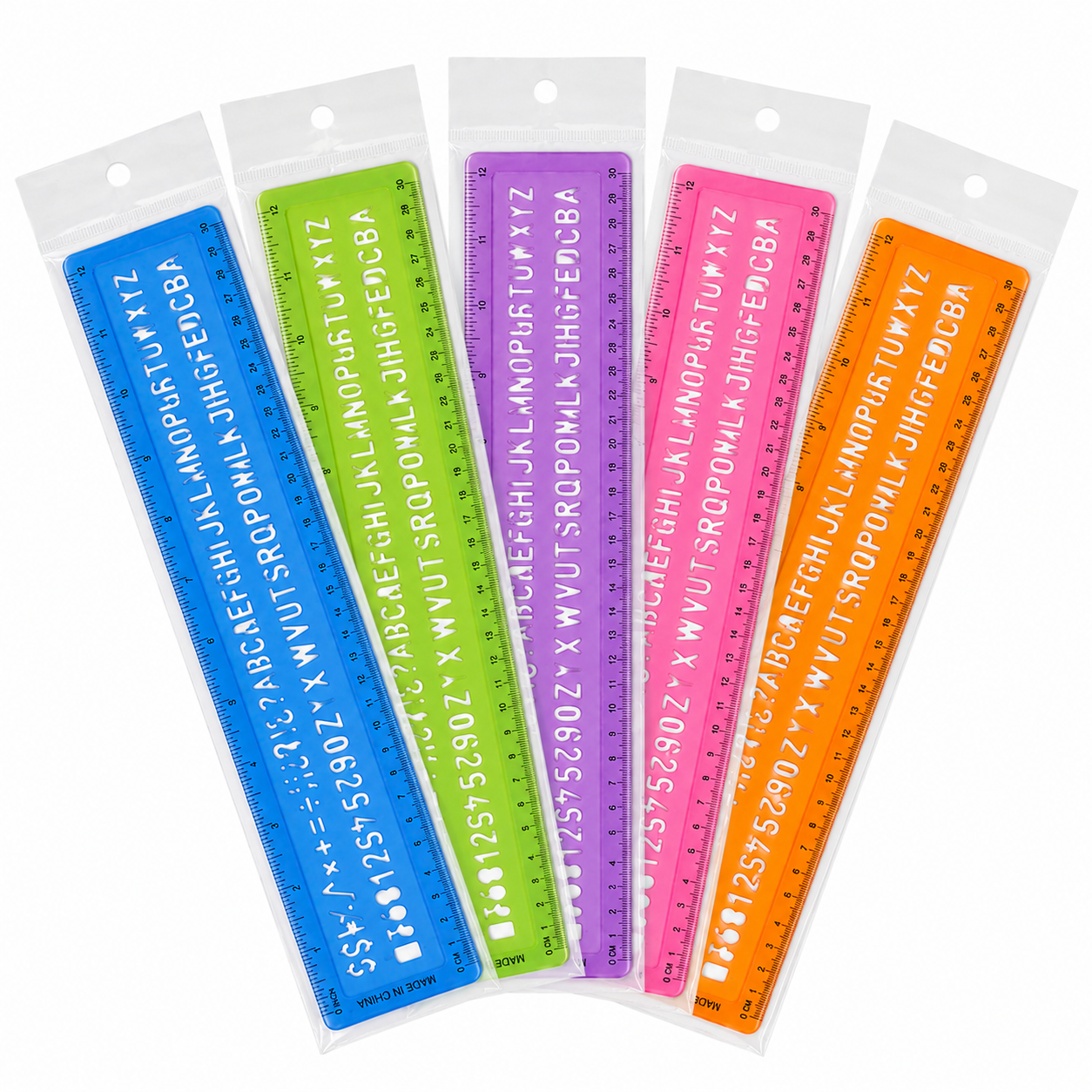 Reglas  30 cm 12 in de Plantilla Multicolor12 pzs