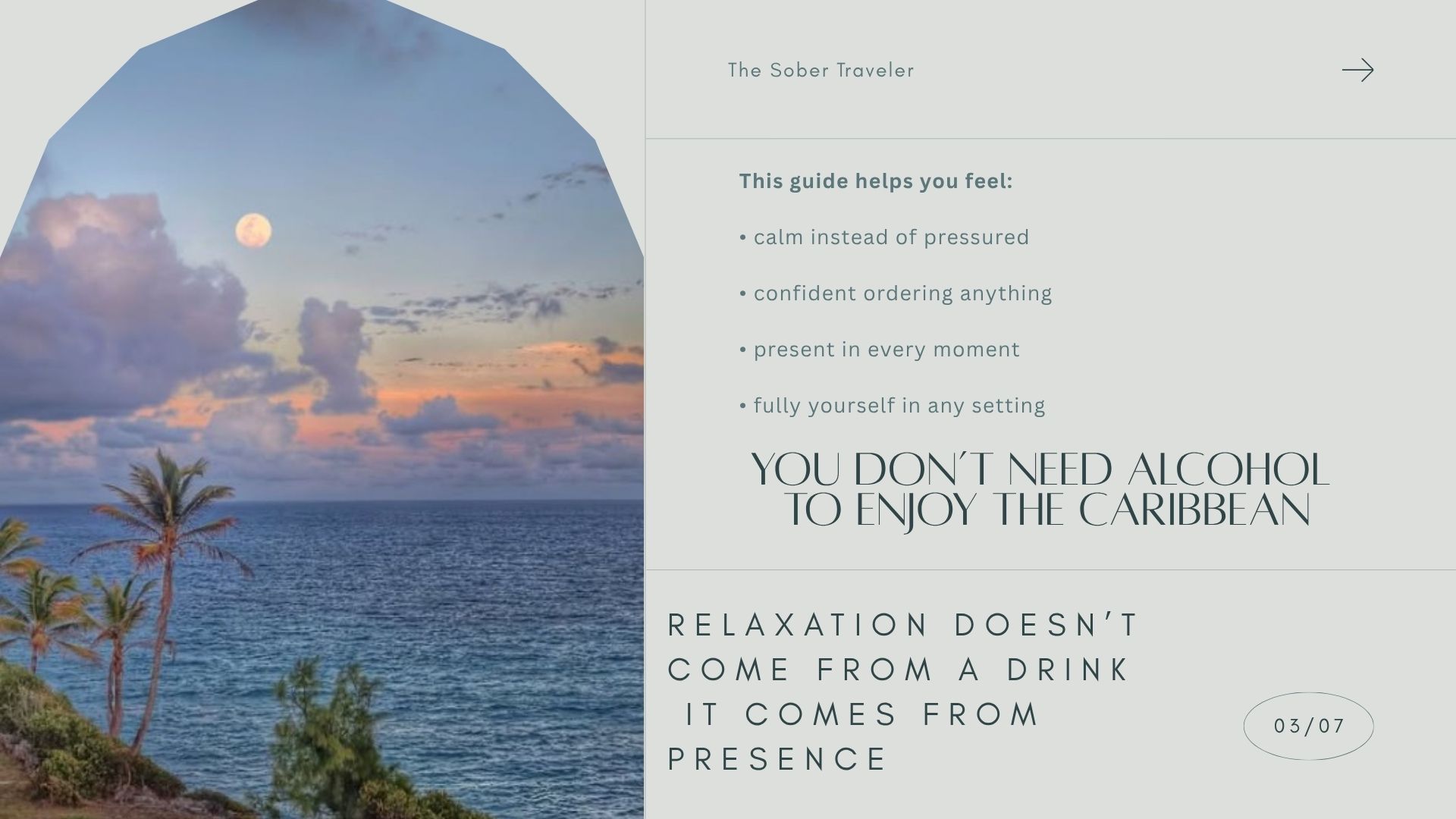 Caribbean Alcohol-Free Travel Guide (Printable + Digital) Relaxed, Confident, Sober Beach Travel